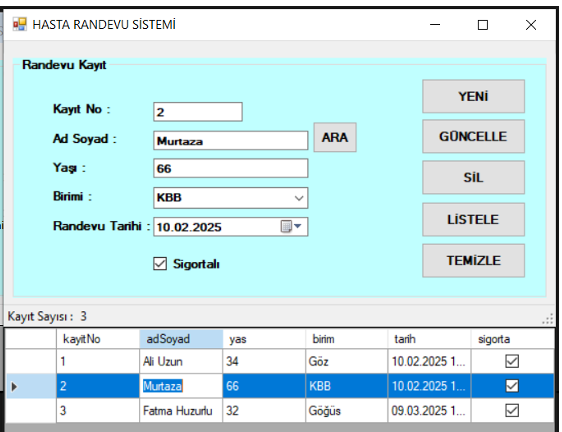 Csharp-Class-List-Datagridview-HastaRandevu