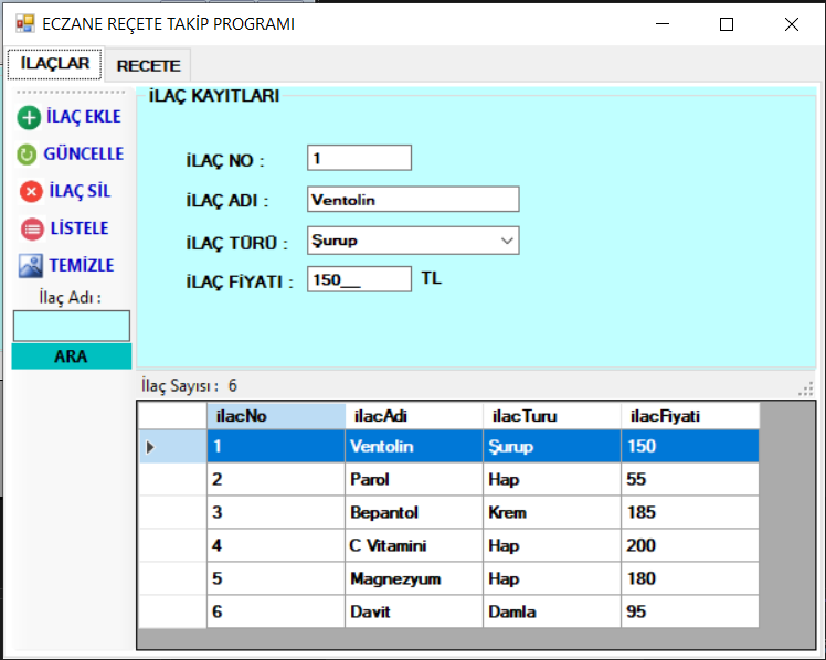 Csharp_EczaneReceteTakip_List_Class_Datagridview