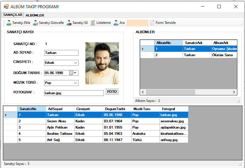 Csharp_MuzikAlbumu_Access_Datagridview_Sql