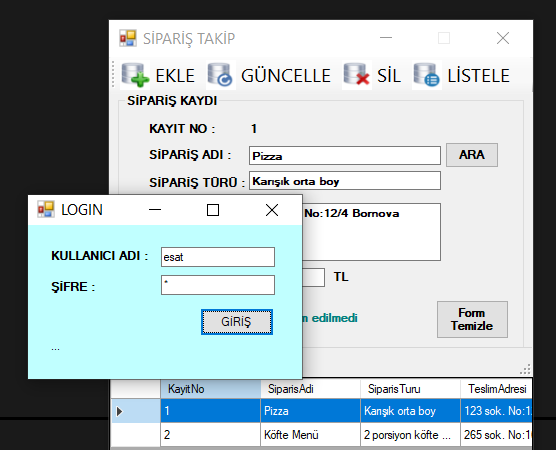 Csharp_SiparisTakip_AccessVT_Login_Datagridview